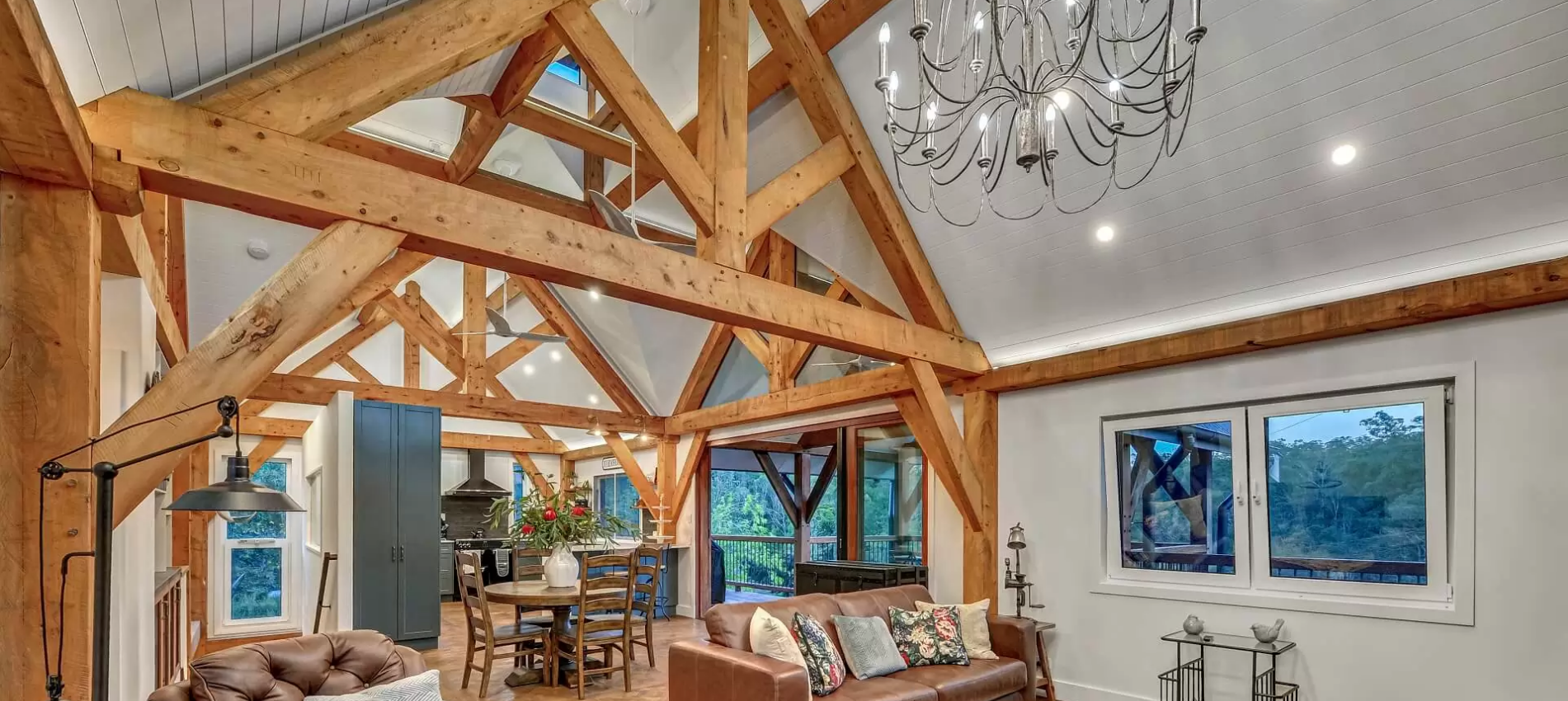 exposed post and beam framing creating a stunning ambience and sense of space inside a federation home